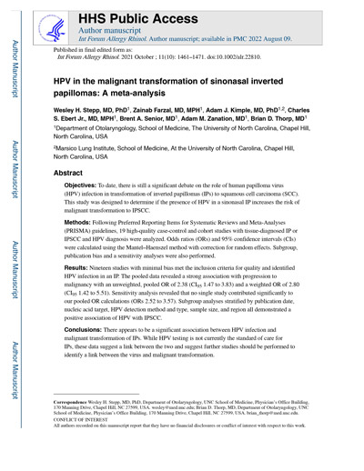 Stepp---HPV-in-the-malignant-transformation-of-sinonasal-inverted-papillomas-A-meta-analysis